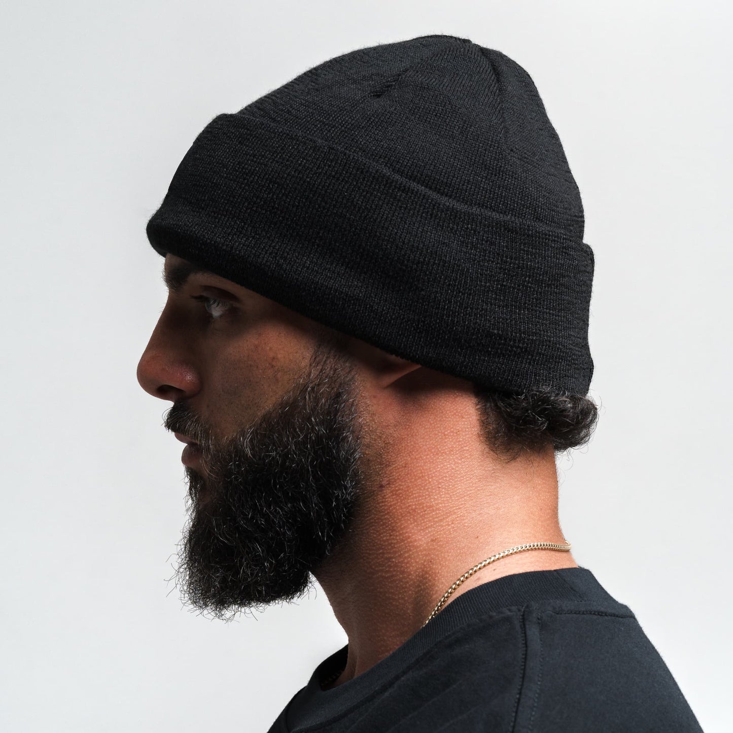 Skull Knit Cuff Beanie - Black