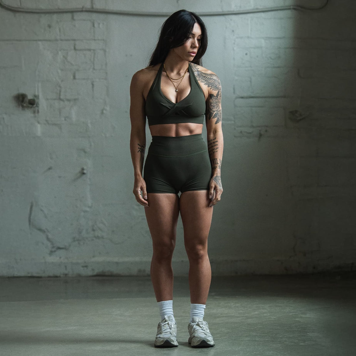 Axis Twisted Halter Bra - OD Green