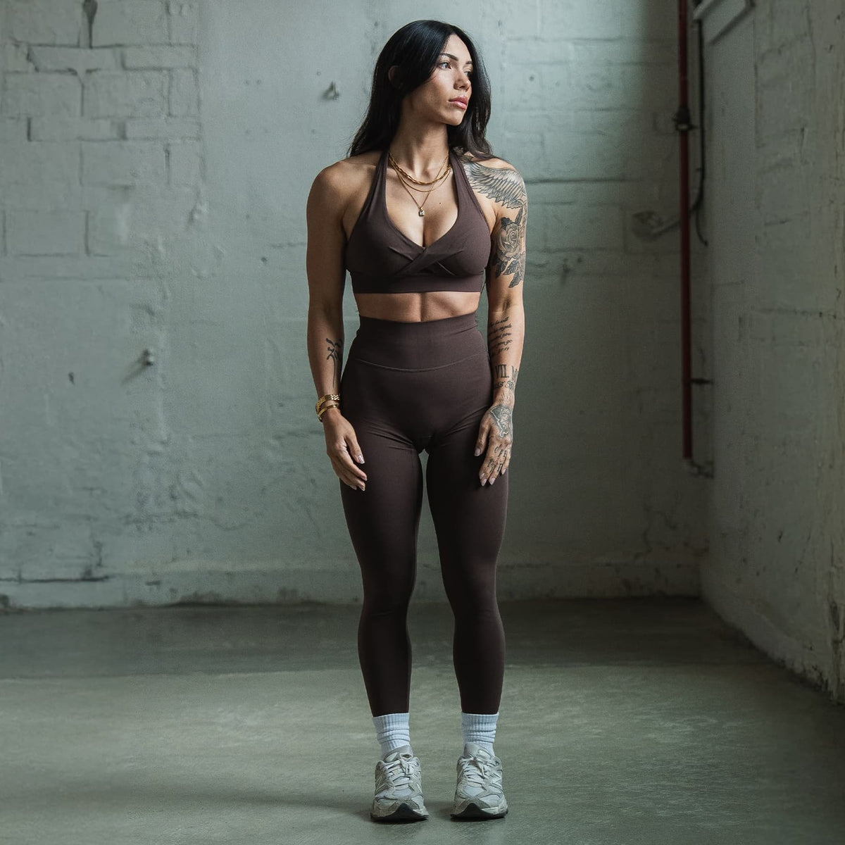 Axis Twisted Halter Bra - Brown