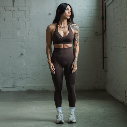 Axis Twisted Halter Bra - Brown