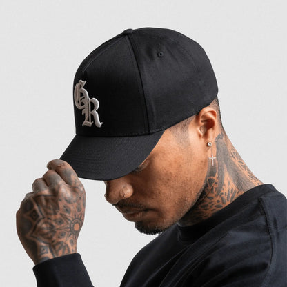 5-Panel Initial Hat - Black/White