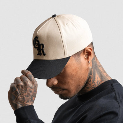 5-Panel Initial Hat - Cream/Black