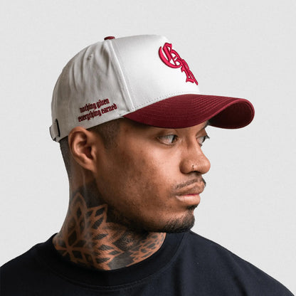 5-Panel Initial Hat - White/Maroon