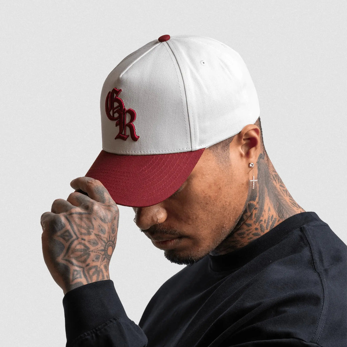5-Panel Initial Hat - White/Maroon