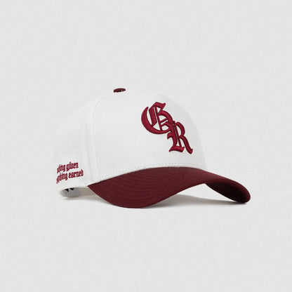 5-Panel Initial Hat - White/Maroon