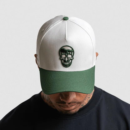 5-Panel Skull Hat - White/Green