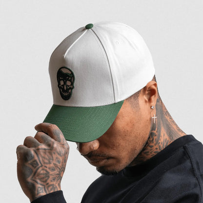5-Panel Skull Hat - White/Green