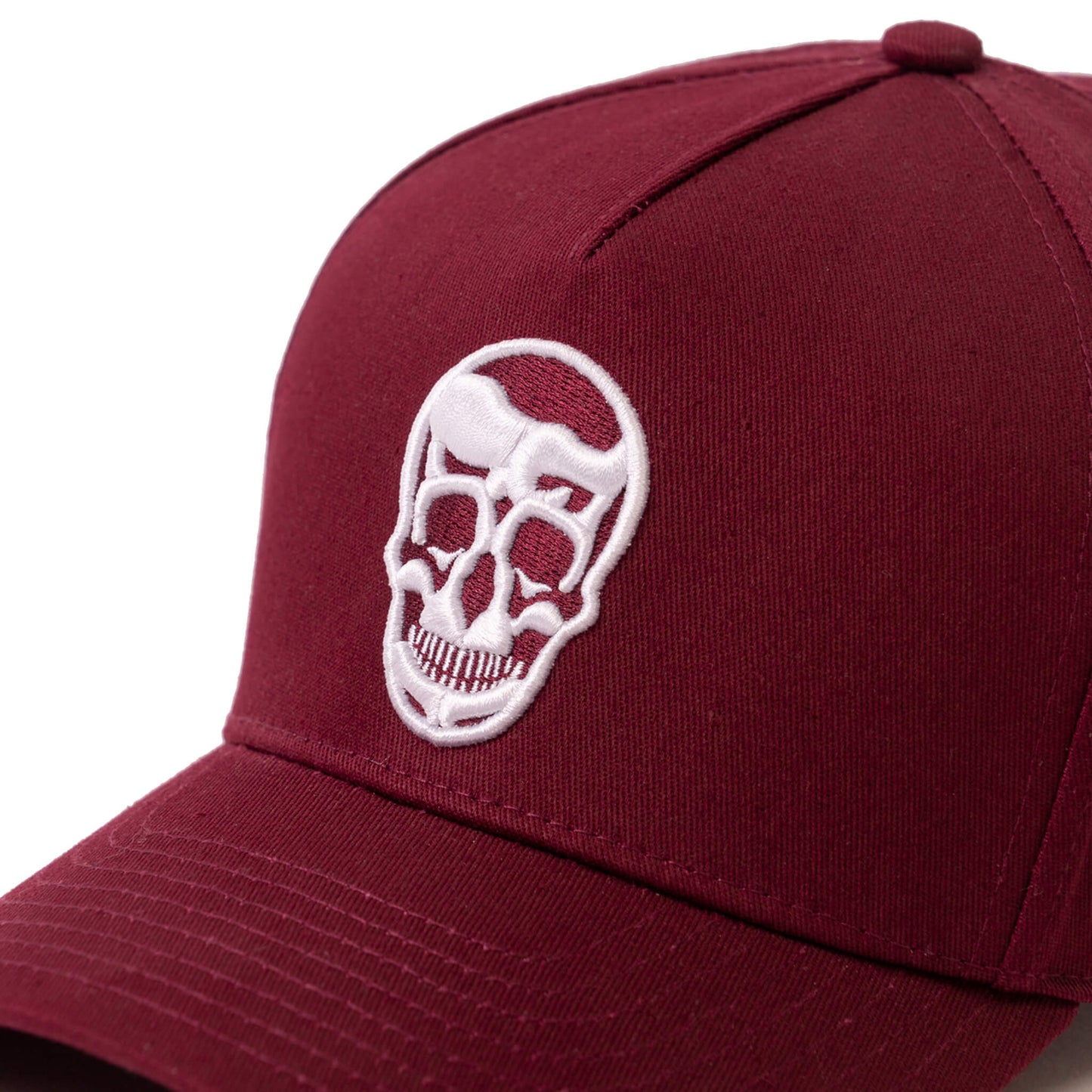 5-Panel Skull Hat - Burgundy