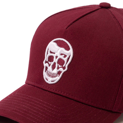 5-Panel Skull Hat - Burgundy