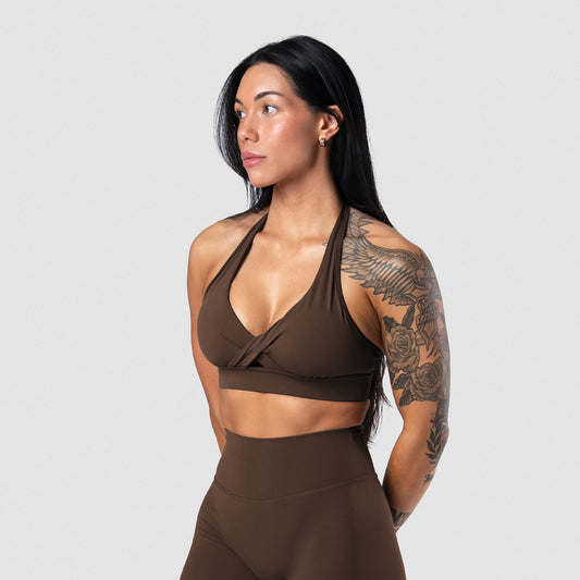 Axis Twisted Halter Bra - Brown