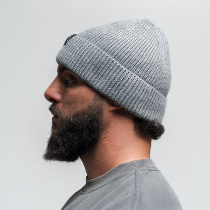 Ribbed Knit Skull Beanie - Dark Gray