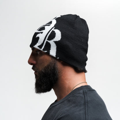 Initial Skull Cap Beanie - Black/White