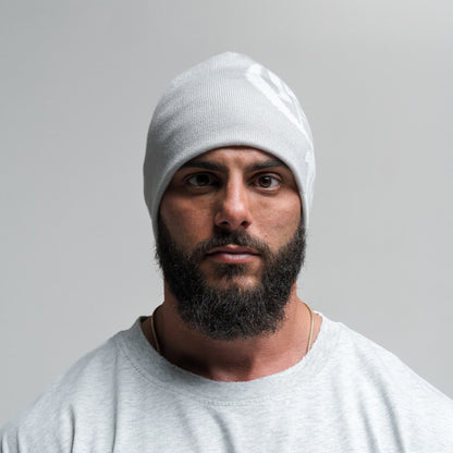 Initial Skull Cap Beanie - Gray/White