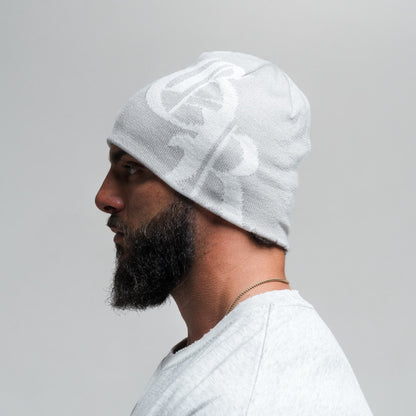Initial Skull Cap Beanie - Gray/White