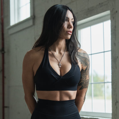 Axis Twisted Halter Bra - Black