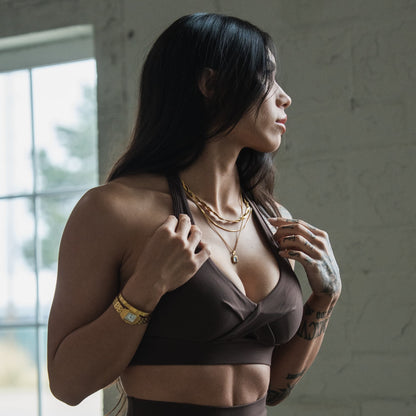 Axis Twisted Halter Bra - Brown