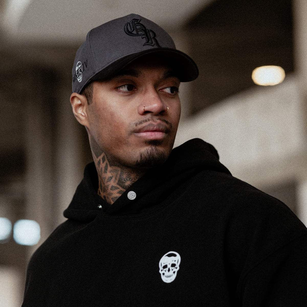 5-Panel Initial Suede Hat - Gray/Black