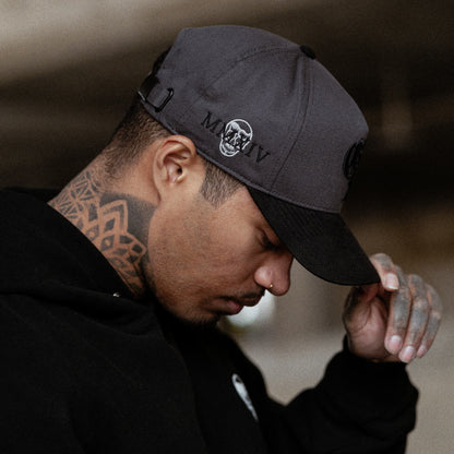 5-Panel Initial Suede Hat - Gray/Black