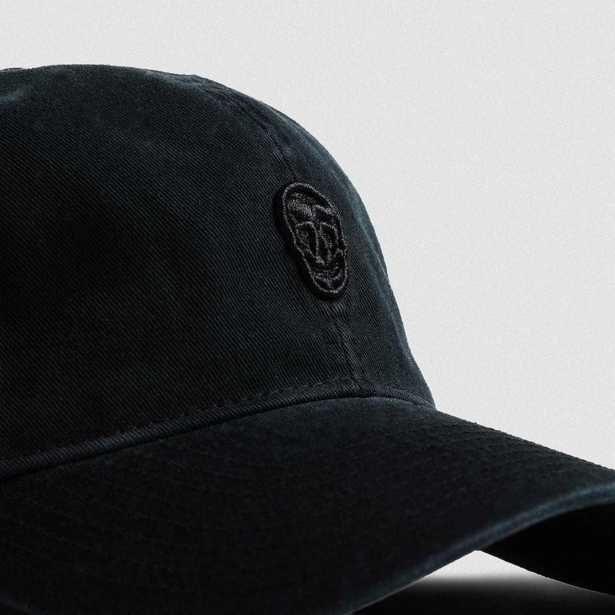 Washed 6-Panel Dad Hat - Black/Black