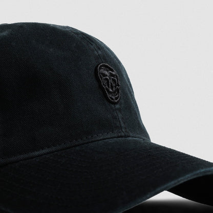 Washed 6-Panel Dad Hat - Black/Black