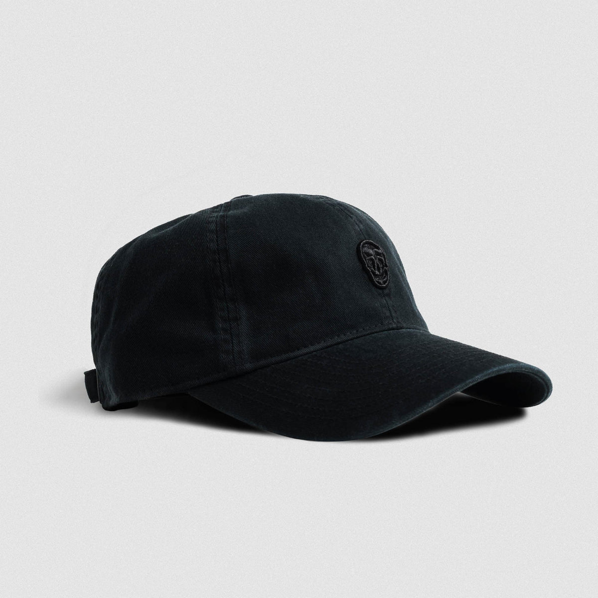 Washed 6-Panel Dad Hat - Black/Black