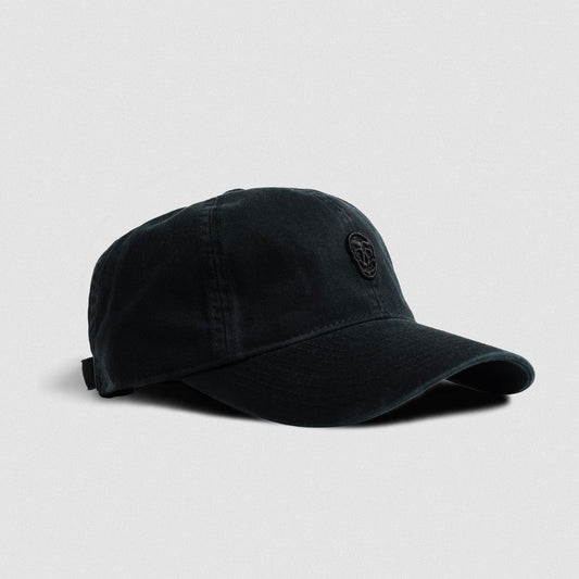 Washed 6-Panel Dad Hat - Black/Black