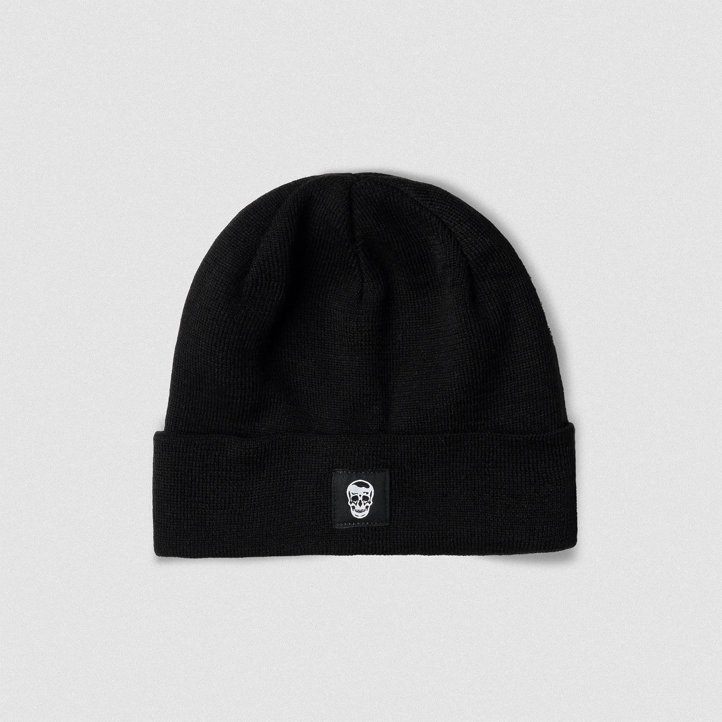 Skull Knit Cuff Beanie - Black
