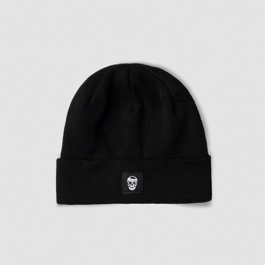 Skull Knit Cuff Beanie - Black