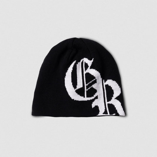 Initial Skull Cap Beanie - Black/White