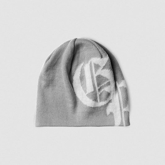 Initial Skull Cap Beanie - Gray/White