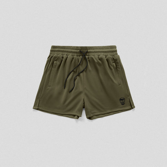Core Skull Mesh Training Shorts - Khaki Green
