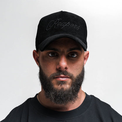Corduroy Reapers 5-Panel Hat - Black/Black