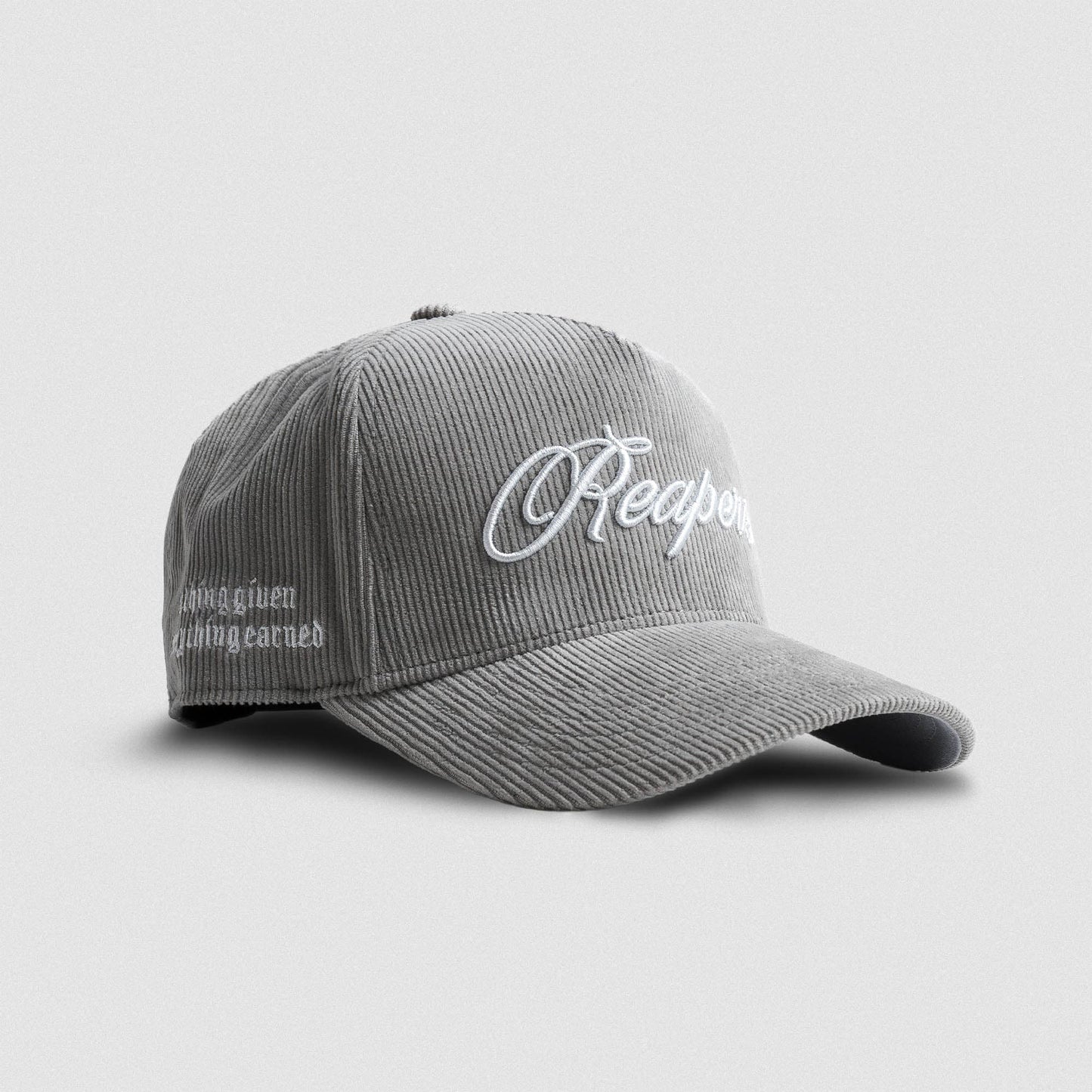 Corduroy Reapers 5-Panel Hat - Gray/White