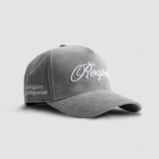 Corduroy Reapers 5-Panel Hat - Gray/White