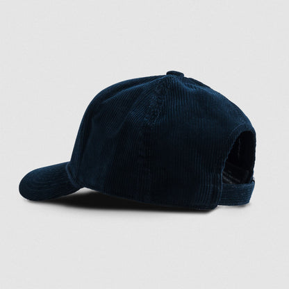 Corduroy 5-Panel Skull Hat - Navy/Cream