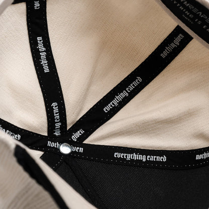 Corduroy 5-Panel Skull Hat - Cream/Black