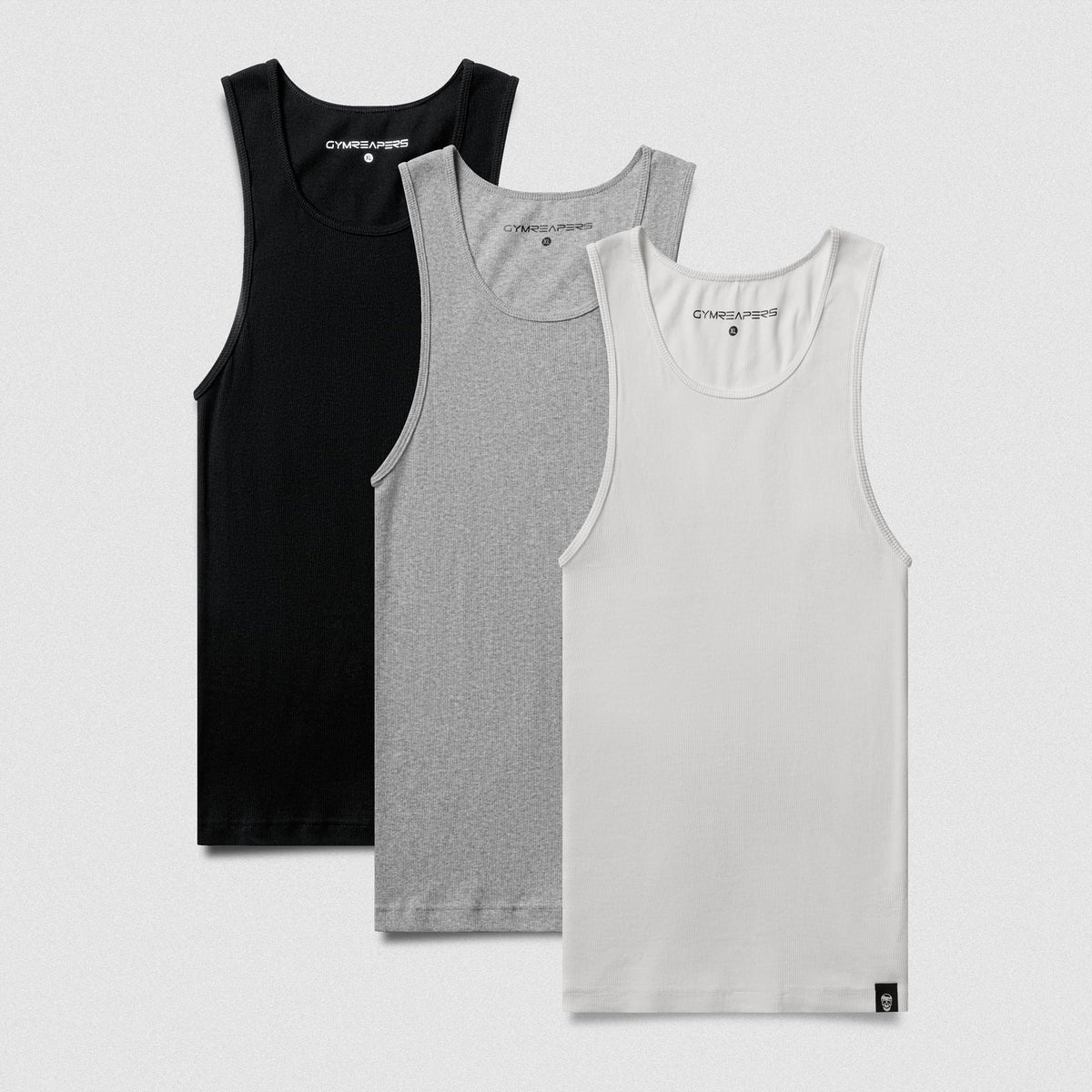 Men's Ribbed Tank 3-Pack - Black / Gray / White