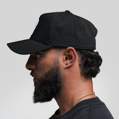 Hybrid Performance 5-Panel Hat - Black/White