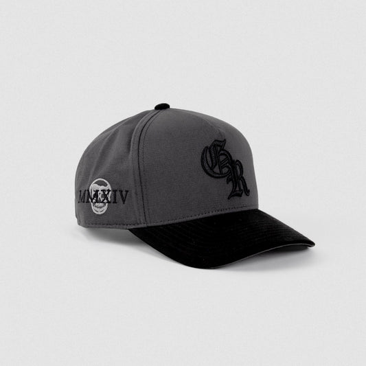 5-Panel Initial Suede Hat - Gray/Black