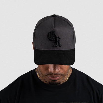 5-Panel Initial Suede Hat - Gray/Black