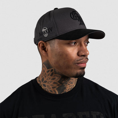 5-Panel Initial Suede Hat - Gray/Black