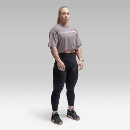 Active Tri-Blend Cropped Tee - Lilac/White