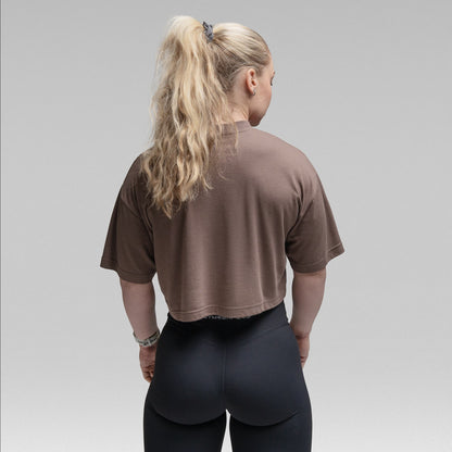 Active Tri-Blend Cropped Tee - Toffee/Black