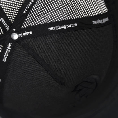 5-Panel Initial Trucker Hat - Black/Black