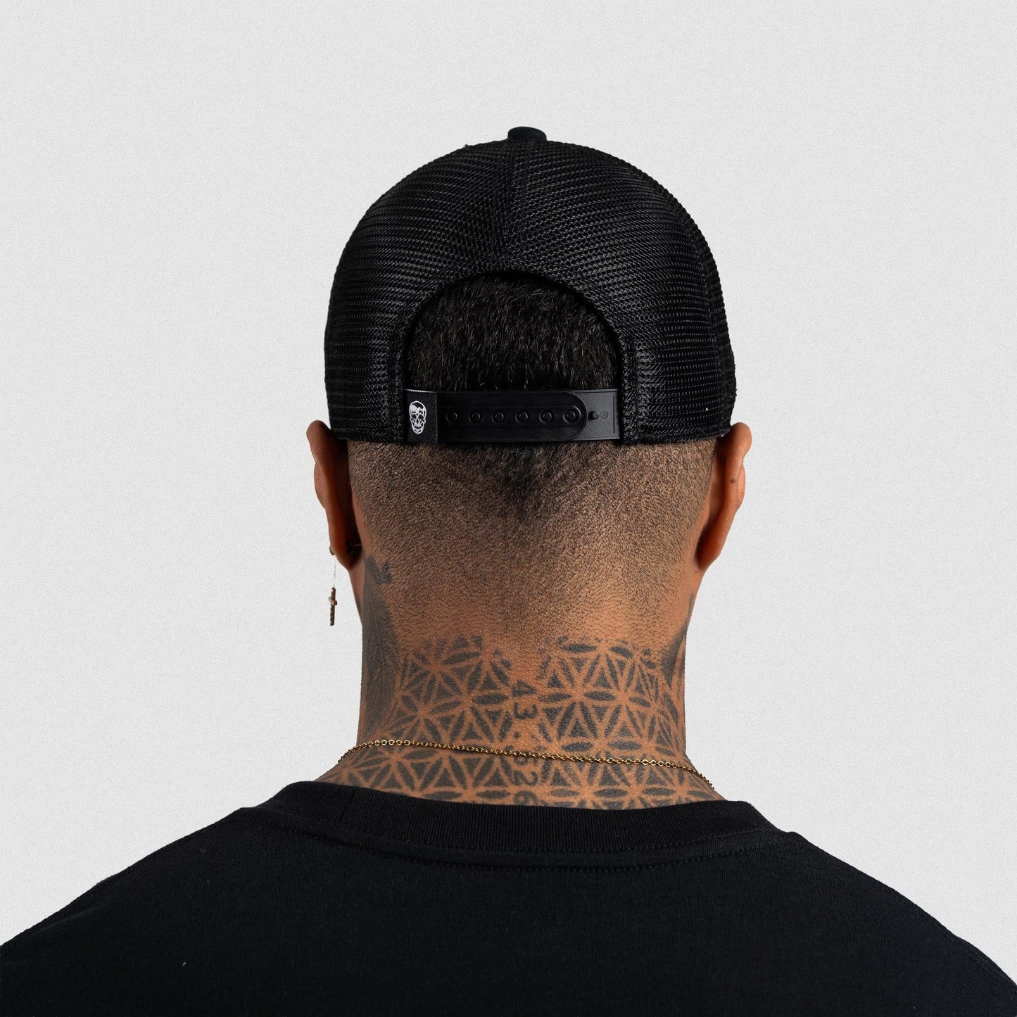 5-Panel Initial Trucker Hat - Black/Black