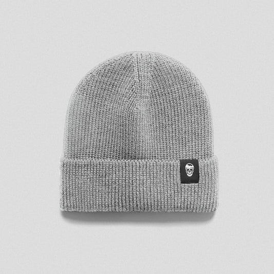 Ribbed Knit Skull Beanie - Gray