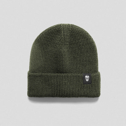 Ribbed Knit Skull Beanie - Green