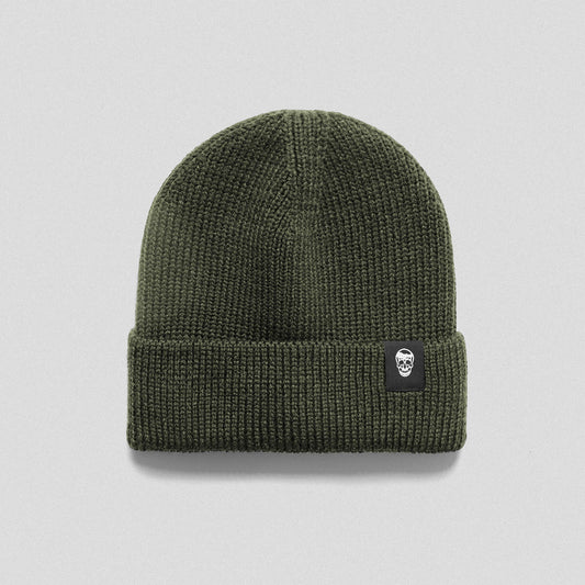 Ribbed Knit Skull Beanie - Green